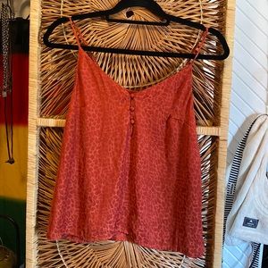 it’s a new day flowy orange spaghetti strap top with giraffe print